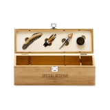 94189 - Conjunto para vinho em bambu e zinco com 4 acessrios